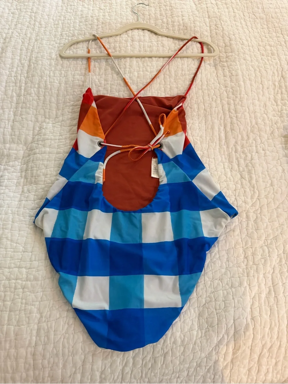 Mara Hoffman Gingham Colorblock One-Piece Swimsuit size XL